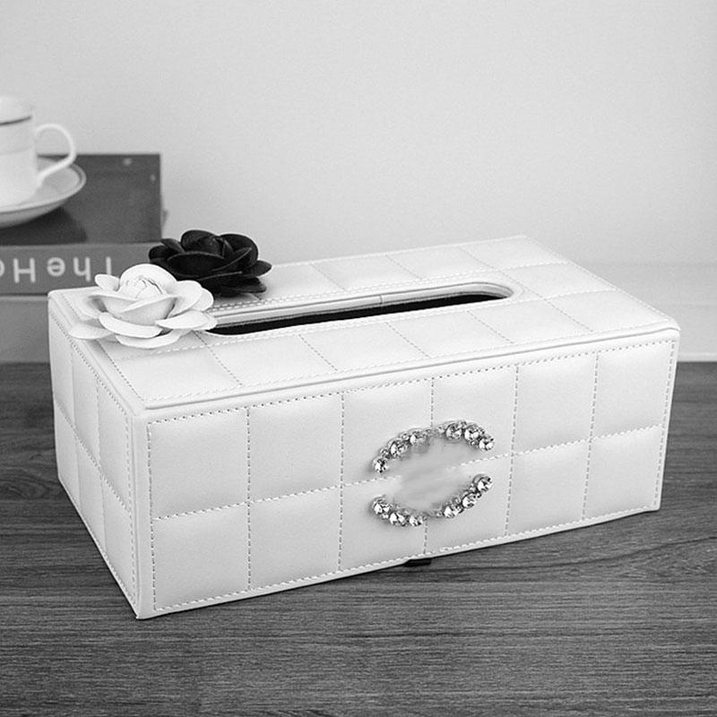 

High Grade Luxurys Diamond Inlaid Car Leather Tissue Box Car Suction Box European Style Creative Home Napkin Box