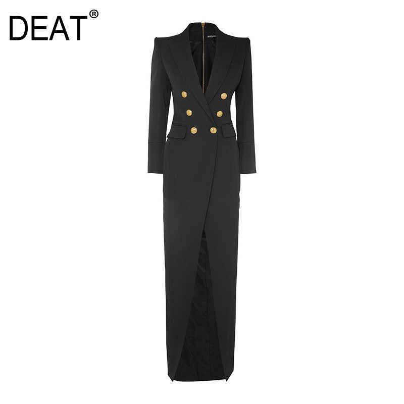 

[DEAT] Women Dress Round Neck Long Sleeve Loose Fit Fashion Spring Autumn 13T970 210527, Black