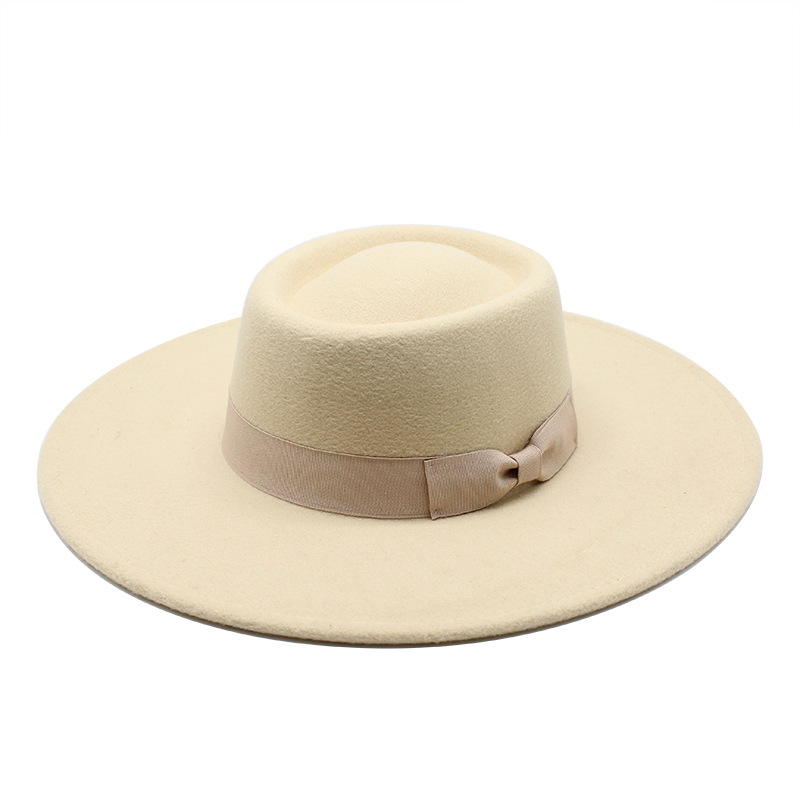 

Large Brim Fedora Hat Women Flat Top Hats Woman big Cap Girls Jazz caps Ladies Fashion Trilby Chapeau Party Birthday gift 12colors 2022 autumn winter wholesale, Random mix colors