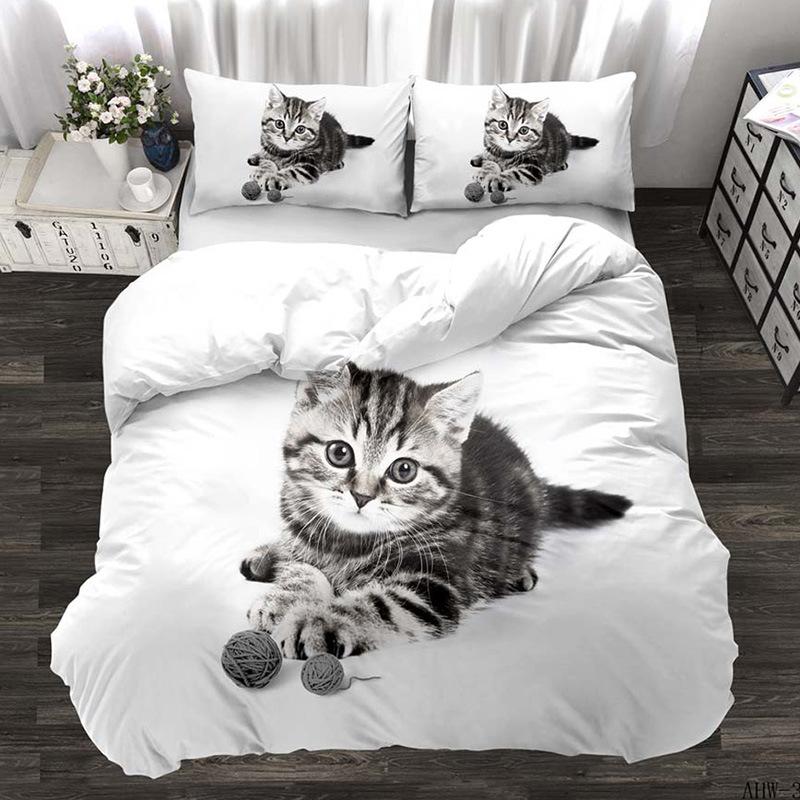 

Bedding Sets 3D Cat Duvet Cover Set Kids Girls Bedclothes Decor Home Textiles Cute Black Cats Bed Aniaml Horse