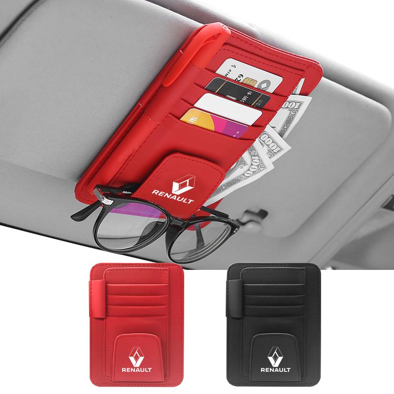 

Car Sun Visor Storage Receipt Card Glasses For Laguna 2 Duster Logan Clio 4 CAPTUR TALISMAN Accessories Organizer