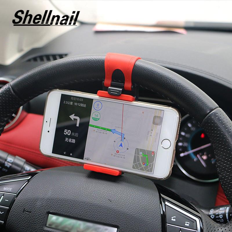 

Cell Phone Mounts & Holders SHELLNAIL Universal Car Holder For Bike Handlebar Clip GPS Stand Auto Steering Wheel Mount Buckle Socket