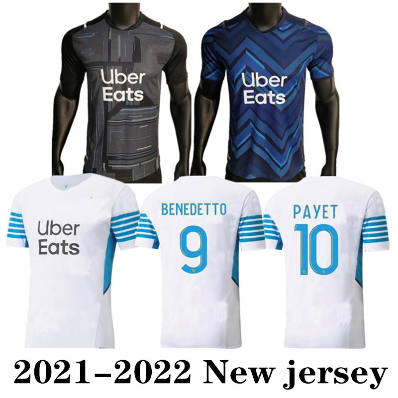 

21 22 Marseille home away third Soccer jerseys Olympique milik maillot de foot om 2021 2022 Camiseta THAUVIN BENEDETTO MEN football shirt, Black;yellow