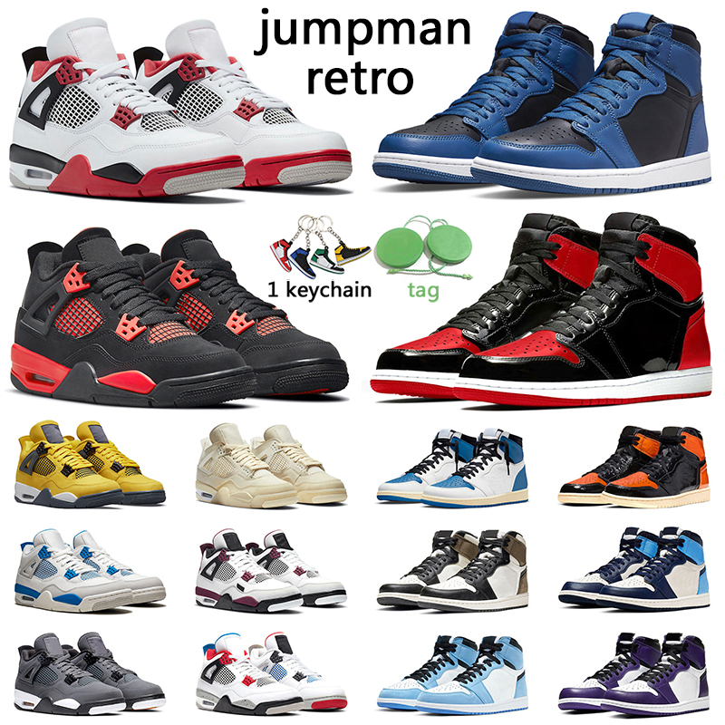 

4s Fire Red Basketball Shoes University Blue Thunder Oreo Men Women Jumpman1s Dark Marina Blue Mens Trainer, # 16