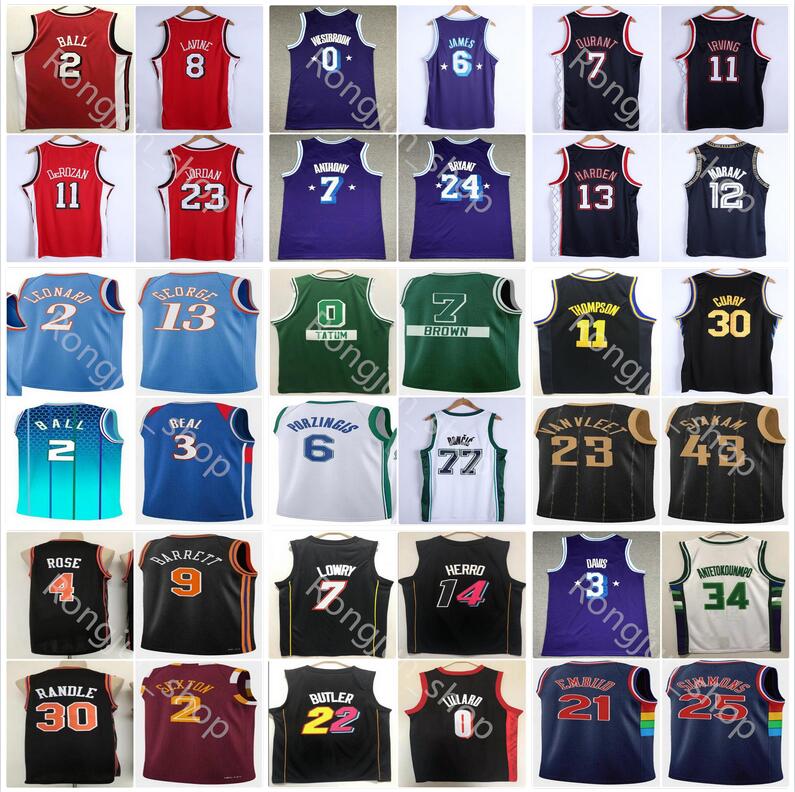 

2021 City 75th 2022 Men Edition Basketball Doncic Westbrook Morant Antetokounmpo Irving Tatum Ball Curry DeRozan Green Jokics Lillard Towns Beal George Fox Jersey, As the picture