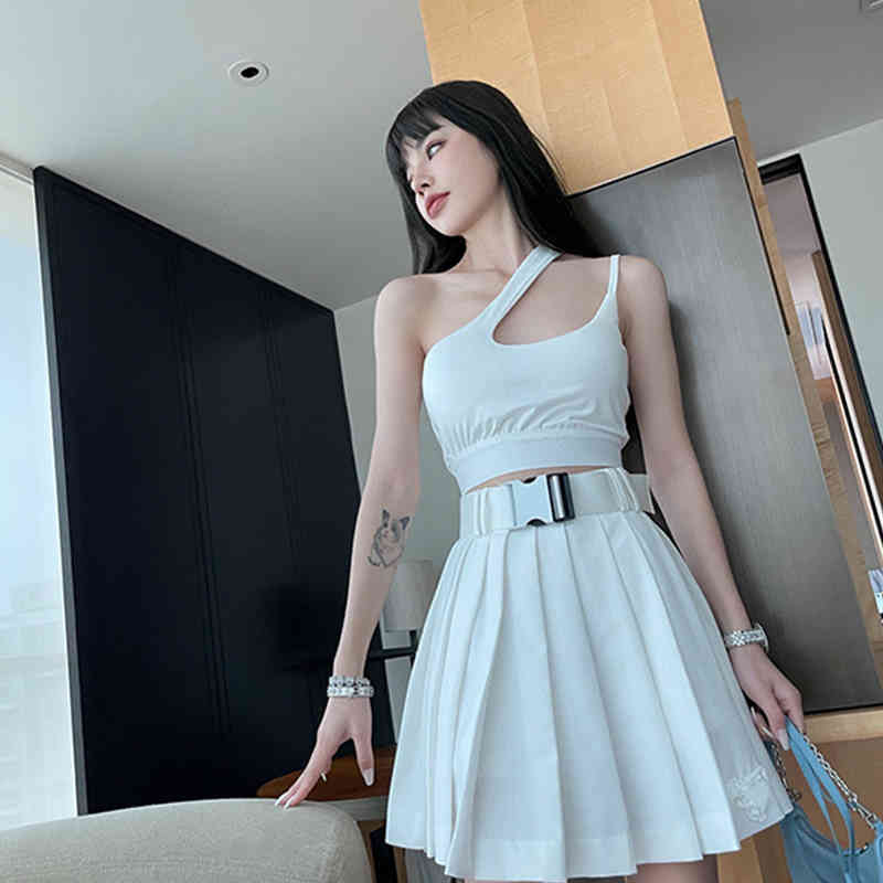 

Women' short skirt A-line leg length above knee classic black white fashion versatile high waist slim Size  mltZK26t