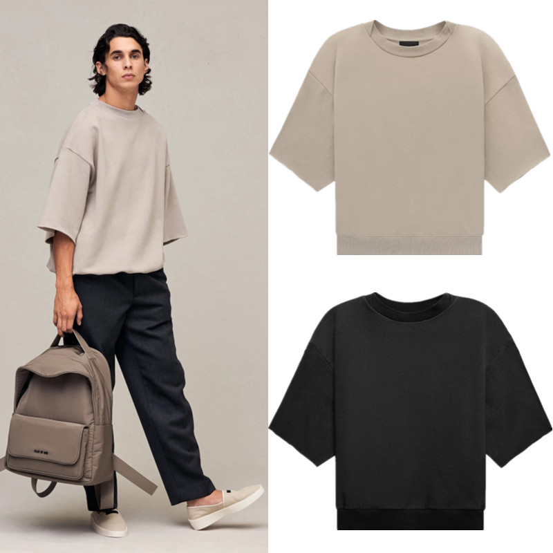 

oversize Europe America Autumn Winter Overlapped 7th 3/4 Sleeve Hoodie Fashion O Neck Pullover Skateboard Sweatshirt, Camel