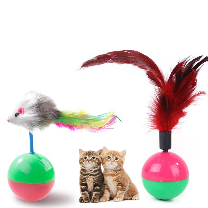 

Cat Toys 5pcs/lot Pet Dog Tease Cats Feather Fur Mouse Tumbler Swing Kitten Interactive Balance Funny Products Ball