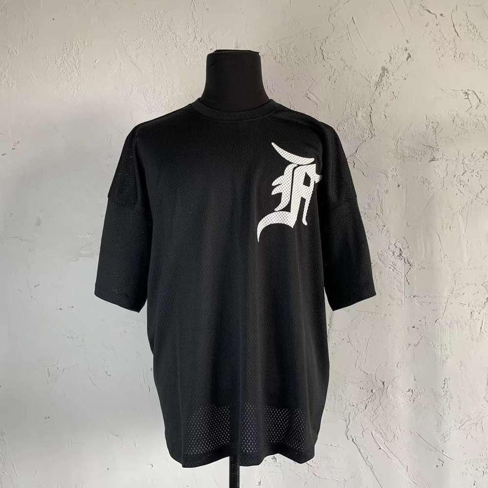 

polo 2021 Luxury Designer Brand Mesh Boxy Fog Men Women 1:1 Quality Badge Essentials T-shirt Top tea, White;black