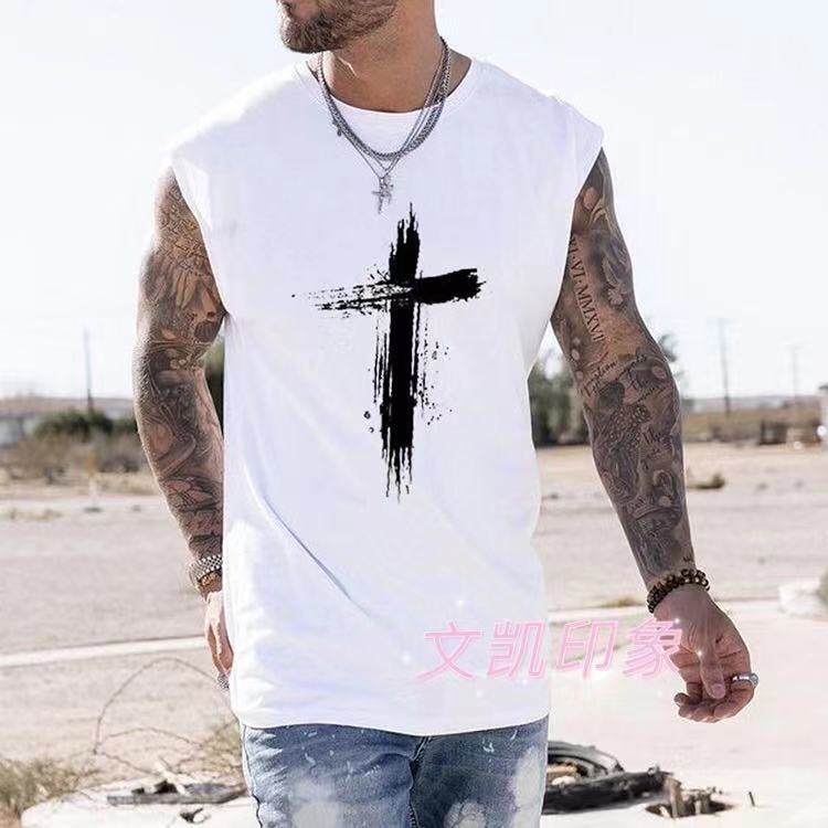 

t-shirt summer new svels black and white personalized cross t-shirt lovers large loose style, White;black