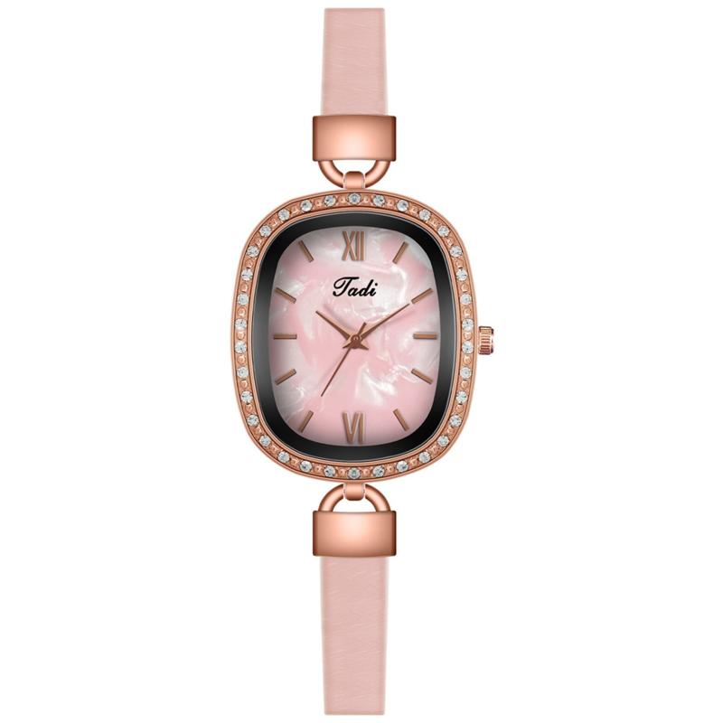 

Wristwatches Oval Ladies Diamond-studded Small Retro Roman Mother-of-pearl Belt Watch Fashion Rose Gold Romantic Luxury Bracelet
