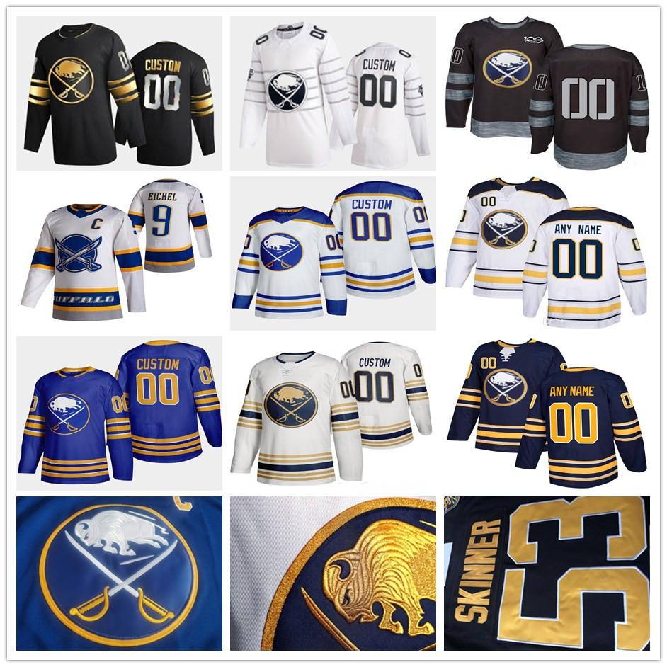 

Custom Buffalo Sabres Hockey Jersey Taylor Hall Jack Eichel Rasmus Dahlin Jeff Skinner Victor Olofsson Carter Hutton Sam Reinhart Eric Staal Jerseys, Black;red