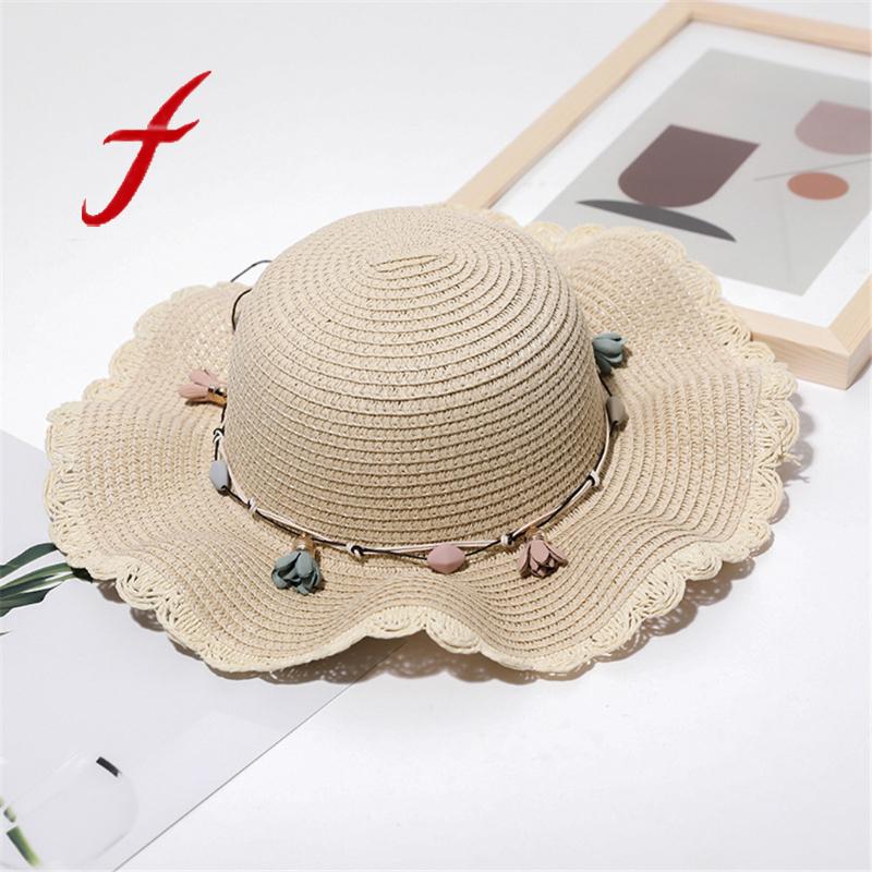 

Sagace Summer Bucket Hats For Women Solid Color Big Straw Hat Sun Floppy Wide Beach Cap With Flower Casquette Femme Brim, Blue;gray