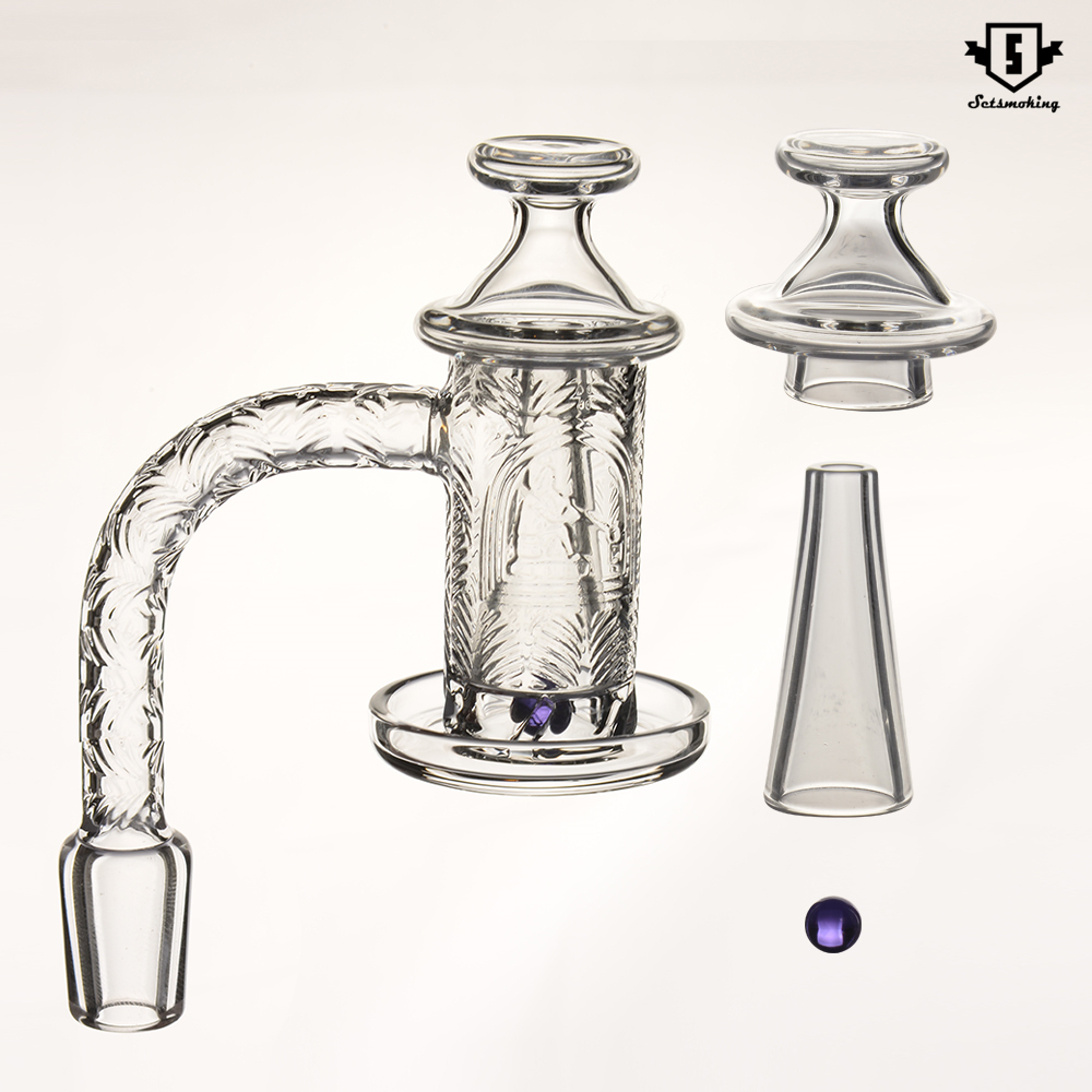 

Smoking Accessories New quartz spinner banger set with deep carving pattern 1 glass terp pearl 1 carb cap 1 cone 821 822