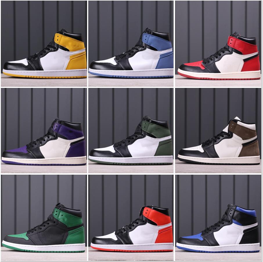 

Jumpman 1 1S Basketball High Shoes chameleon Sneakers Retro Black Toe Shattered Backboard unc Travis Pine Green Gym Red bred banned Court Mo