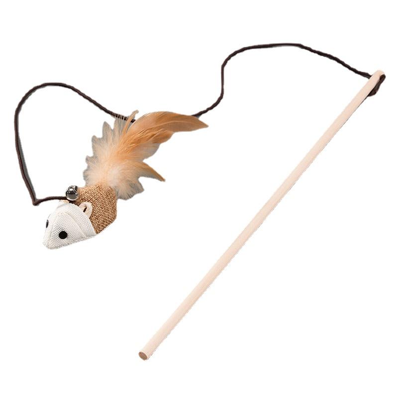 

Cat Toys Toy Funny Stick Kitten Fish Wooden Handmade Mouse Supplies