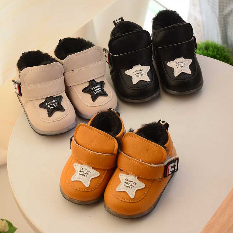 

First Walkers Autumn Winter Soft Sole PU Leather Infant Baby Pre-walker Casual Shoes Boy Girl Breathable Born Non-slip Toddler