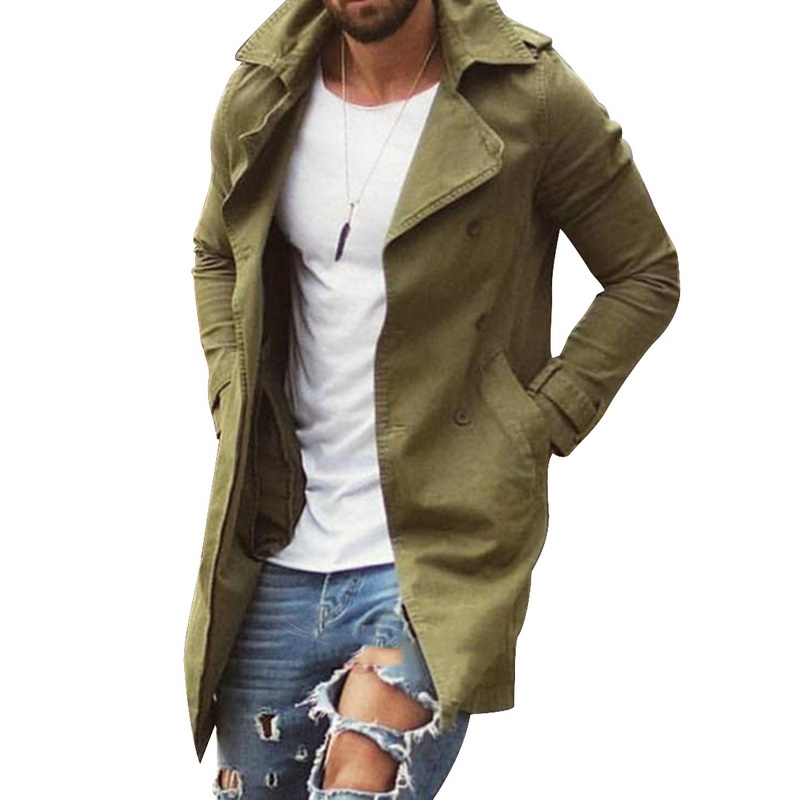 

Spring Autumn Winter Mens Trench Coat Jacket Plus Size 4XL Outwear Casual Long Overcoat Jackets for Men Clothes, Color 1