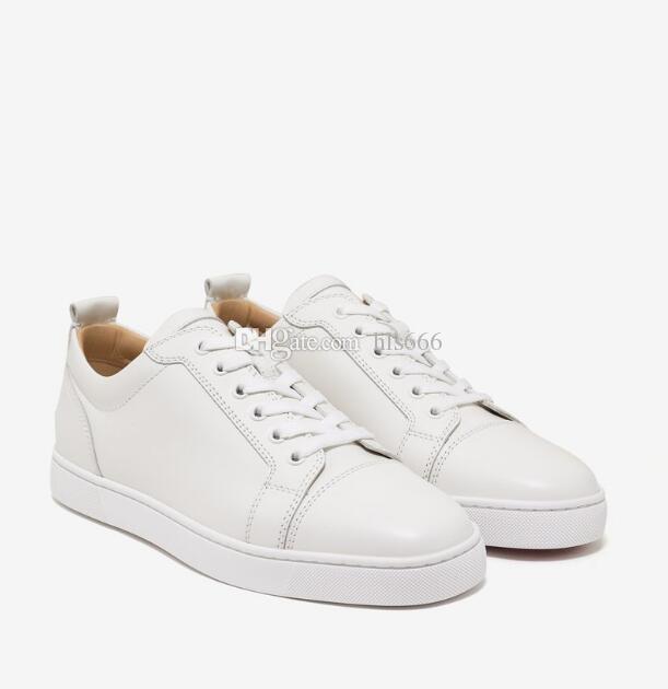 

LOUBOUTIN CHRISTIAN Wholesale Price - Black,White Genuine Leather Flat LowTop Junior Red Bottom Shoes Women Men Outdoor Casual Walking S PPR