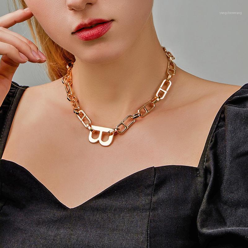 

Hip Hop Chunky Thick Chains Necklaces Women's Exaggerated Letter B Twisted Linked Choker Necklace Steampunk Femme Jewelry