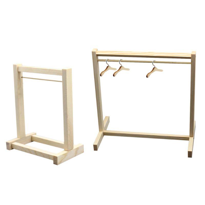 

Hangers & Racks Doll Wooden Clothes Rack Garment Organizer For Dolls Handbag Hats Scarf Holder