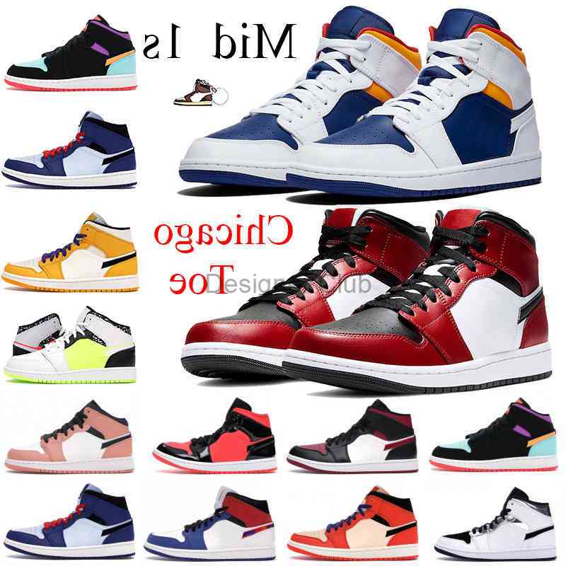

2021 Mid Jumoman 1 1s Men Basketball Shoes Light Smoke Grey Royal Blue Laser Orange Black White Iridescent Reflective Running shoes 36-46, With og box