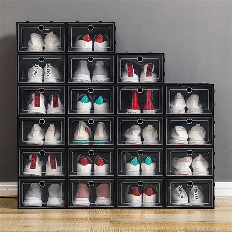 

Thicken Plastic Shoe Boxes Clear Dustproof Storage Box Transparent Flip Candy Color Stackable Organizer for Men Womena55 a33, Random colors