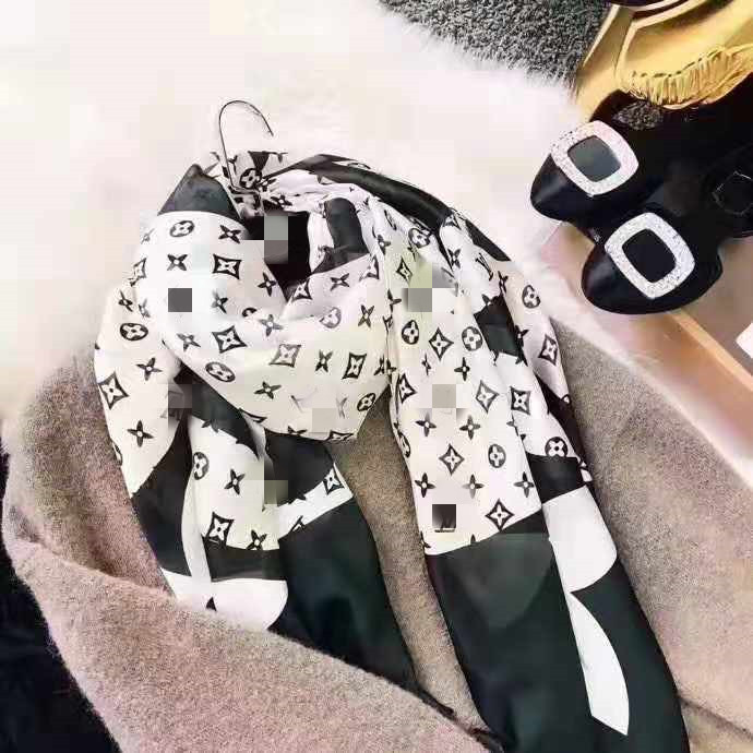 

silk scarf brand summer women's scarves shawl fashion printed scarfs 190*80 cm, Blue;gray