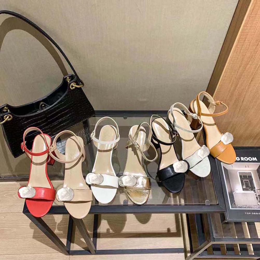 

Classics Women shoes Sandals fashion Beach Thick bottom slippers Alphabet lady Sandal Leather High heel shoe slides shoe02 04, Box