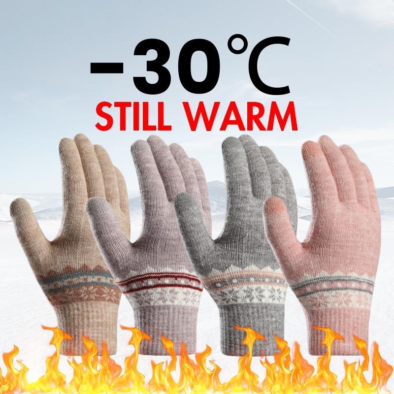 

Five Fingers Gloves Women Winter TouchScreen Warm Thicken Knitted Stretch Imitation Wool Full Finger Outdoor Driving Skiing