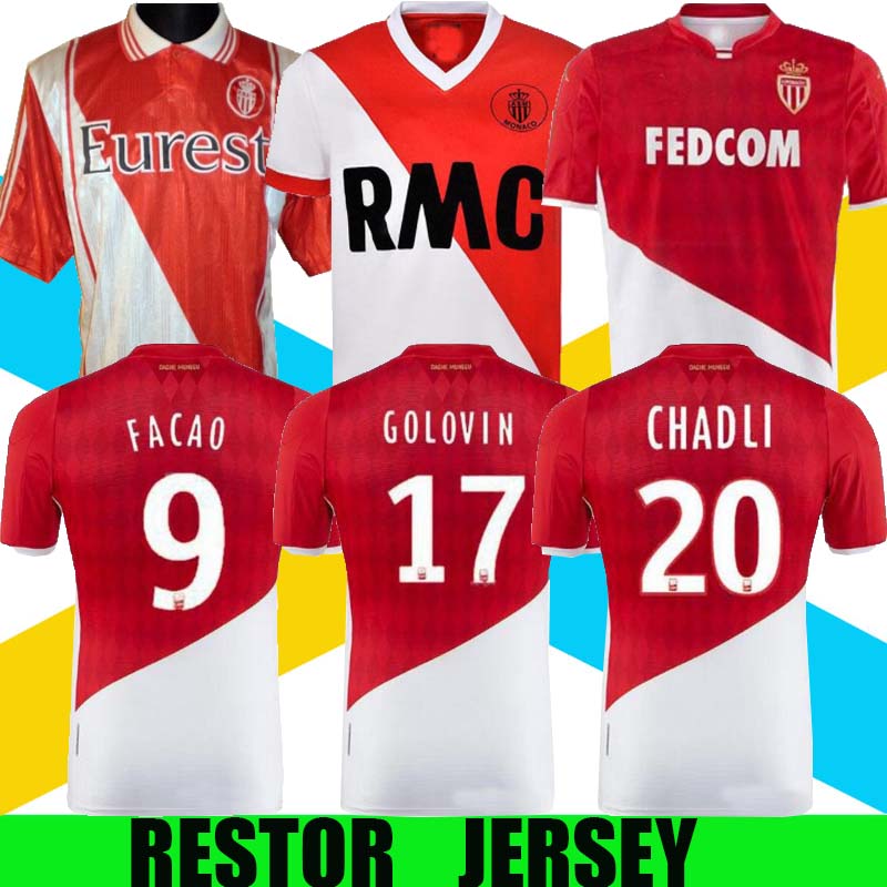 

1977/1982 Retro Version Monaco Tuybens Soccer Jersey 1999-2000 Home Dalger Vintage 96-97 AS BEN YEDDER JOVETIC GOLOVIN Flocage JORGE Football Shirt, Black;yellow