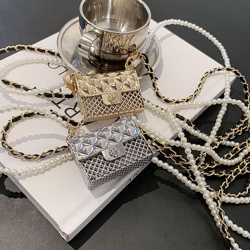 

Evening Bags 2021 Collection Link Chain Light Gold Handbag Waistband Charms Bag Belt Pearl Twist Leather Decoration Accessories