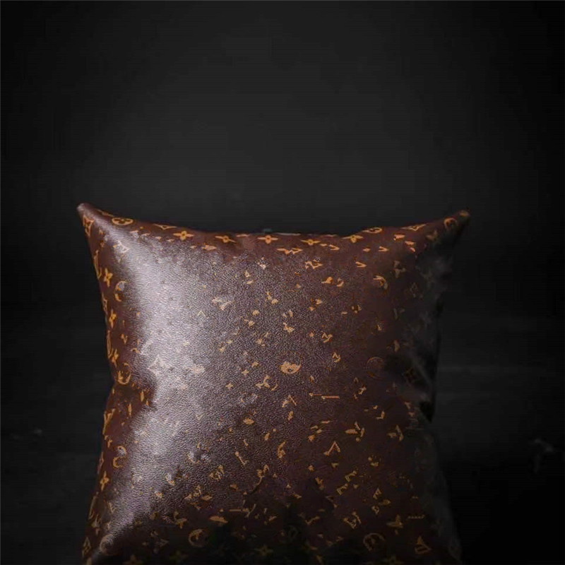 

fashion unisex Cushion car sofa pillow classic designer pu letter pillows, Brown