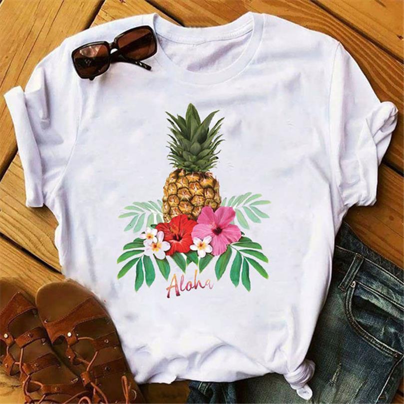 

summer and women pineapple fruits men t shirts clothing fashion tee graphic female kawaii clothes, White;black
