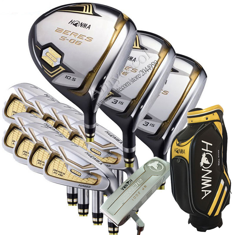 

New Golf Clubs HONMA S-06 Golf full set Highquality 3 star Golf wood irons Putter Clubs bag Graphite shaft and headcover