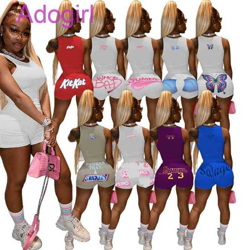 

Sexy Women Tracksuits Designer Letter Printed 2 Piece Set Sports Short Sleeve T-Shirt Shorts Suits A859, Gray