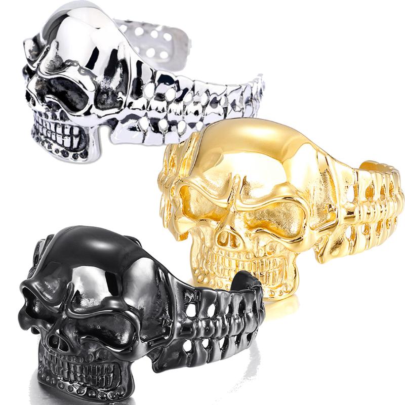 

Link, Chain Cool Heavy Men's Bracelet Stainless Steel Skull Bangle Cuff Bracelets For Men Wrist Jewelry Fashion Punk Male Gift, Black