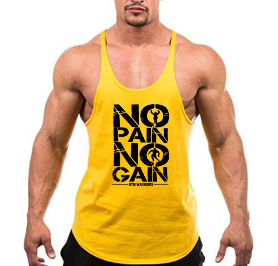 

Gorilla wear fashion cotton sleeveless tank top men Fitness muscle shirt mens singlet Bodybuilding workout gym vest fitness men, Yellow
