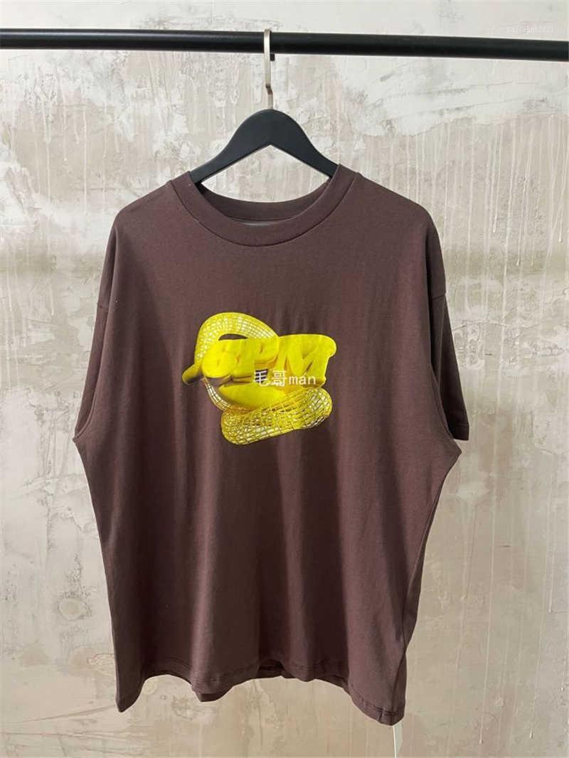 

Men' T-Shirts Oversized 6PM 6PMSEASON T-shirt Men Women 1:1 Quality T Shirt Brown Gold Printing Tops Tee Clothing, 13