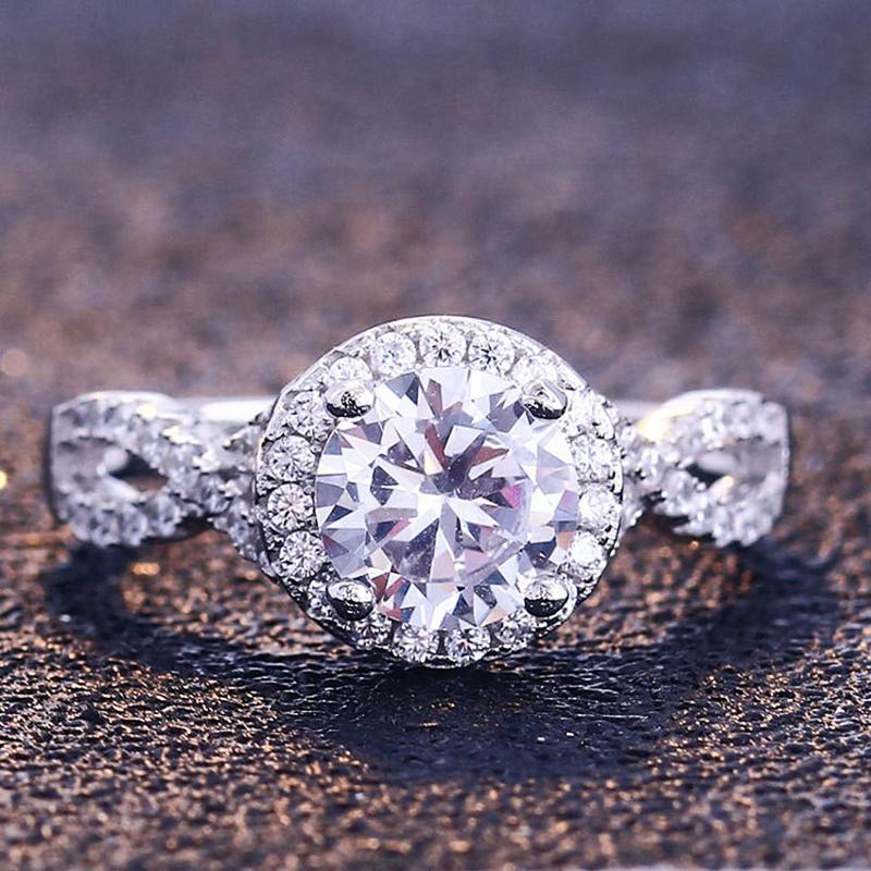 

Wedding Rings Huitan Sweet Round Cubic Zirconia Ring For Women Fancy Cross Design Band Elegant Engagement Accessories Fashion Jewelry, Slivery;golden