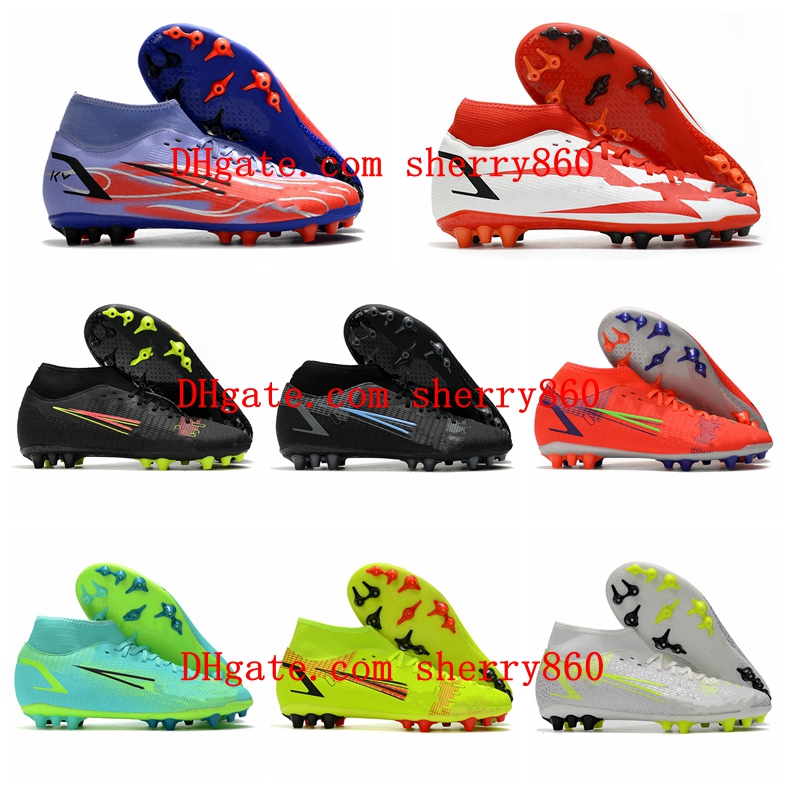

Mens Soccer Shoes Mercurial Superfly 8 Academy AG CR7 Ronaldo Mbappe High Ankle ACC Cleats Red Green Black Yellow Football Boots