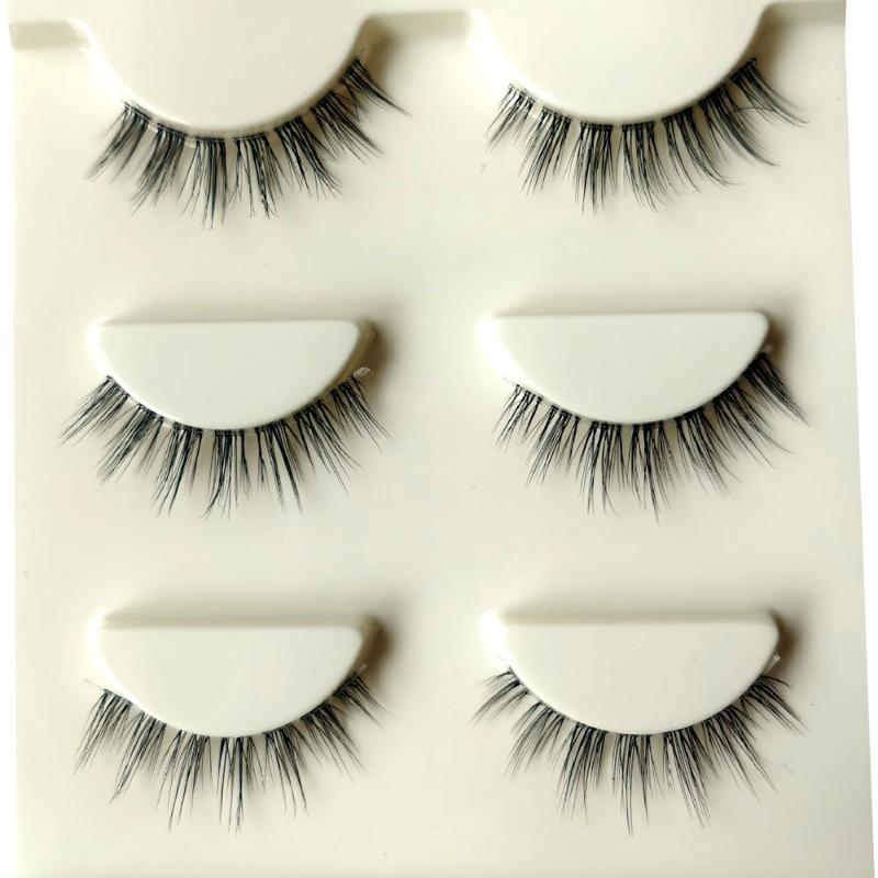 

False Eyelashes 3pair Invisible Band Transparent 3D Lashes Natural Long Wispy