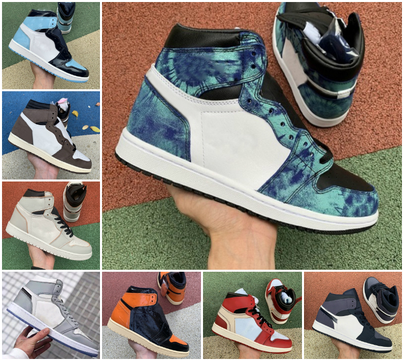 

2021 High 1 1s Basketball Shoes Men Women Tie Dye OG Bio Hack LIGHTBULB Blue UNC Patent Red White BLACK ROYAL TWIST Green Toe Banned Designer Sneakers