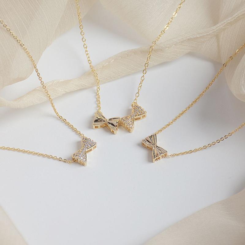 

Chains Original Design Candy Paper Bow Feeling Versatile Exquisite Daily Necklace Fairy Student Minority Clavicle Chain, Silver