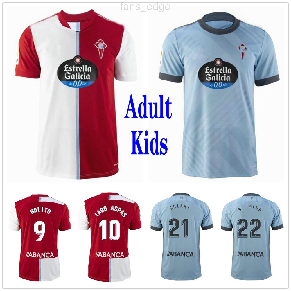 

21 22 Celta de Vigo Soccer Jerseys IAGO ASPAS NOLITO F.BELTRAN HUGO MALLO SOLARI . MINA Brais Mendez Custom 2021 2022 Celta Vigo home away adult kids kit football shirt, Blue men size s-xxl