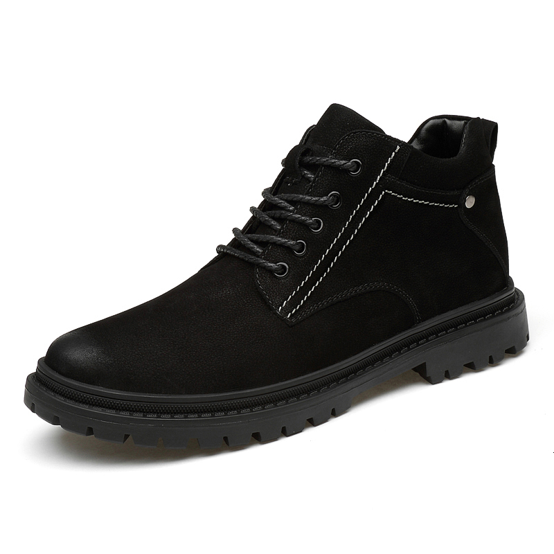 

Boots Jumpmore Black Men Genuine Leather Ankle Winter Warm Work Shoes Fur Snow For Size 37-46 UUD4, Black fur