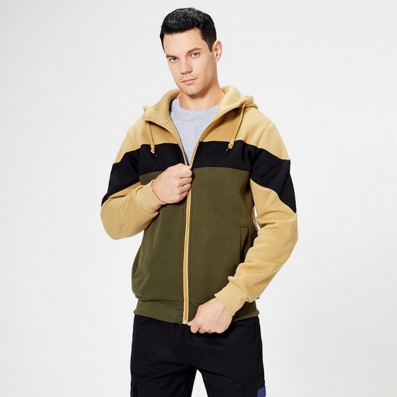 

Men' Hoodies & Sweatshirts Men Zipper Autumn Fleece Hooded Sweatshirt Hip Hop Patchwork Hoodie Male Streetwear Casual Sports Pullover Tops, White