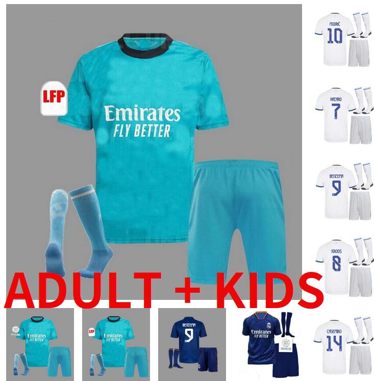 

REAL MADRID jerseys 21 22 soccer football shirt ALABA HAZARD SERGIO RAMOS BENZEMA ASENSIO MODRIC MARCELO camiseta men + kids kit 2021 2022 fourth
