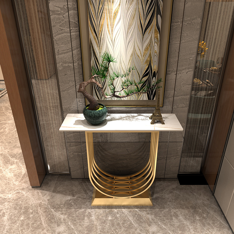 

Iron marble porch table against the wall Living Room Furniture