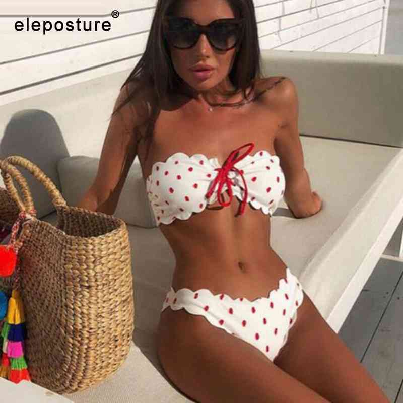 

Sexy Polka Dot Bikini Women Two Piece Swimsuit Push Up Swimwear Floral Side Bathing Suit Brazilian Beach Wear Swimming 210521, Orange polka dot